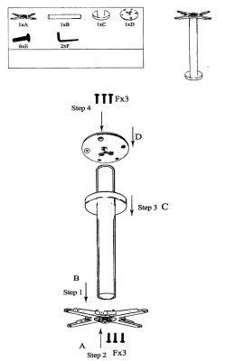 Bordsstativ Umeå för golvfast montering svart, HÖJD 70 cm