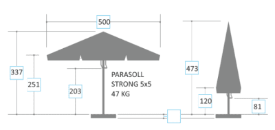 Parasoll 5x5m Strong II tak